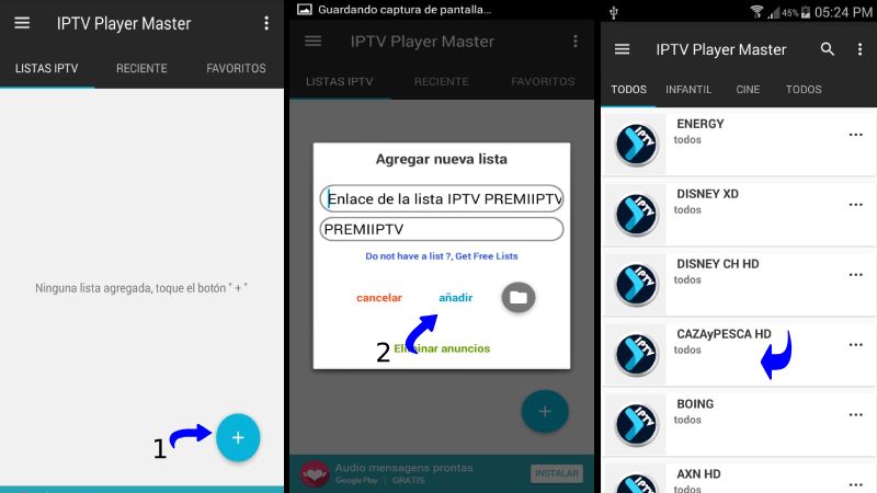 Listas de IPTV en Master IPTV Player APK