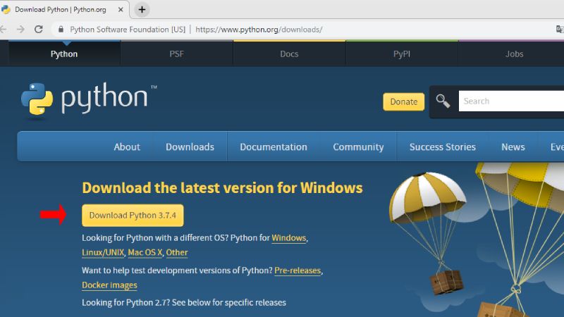 Descargar Python 3.7.4 en Windows