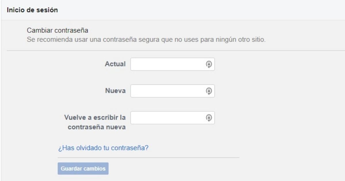 cambiar la contraseña de facebook