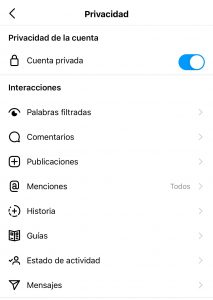 Cambia tu Instagram a privado