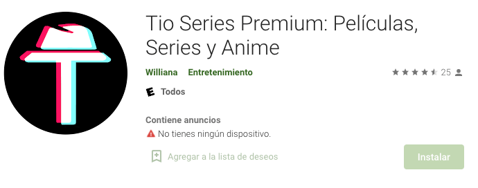 Aplicación premium de la serie Tio