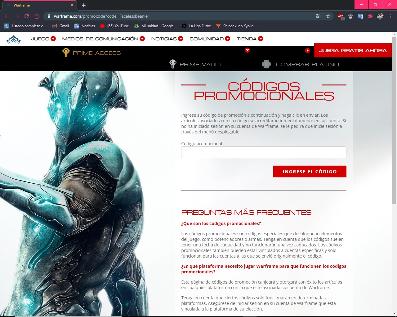 Códigos gratuitos de Warframe: glifos y más