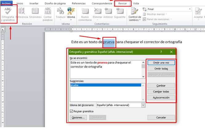 Cómo activar el corrector en Word