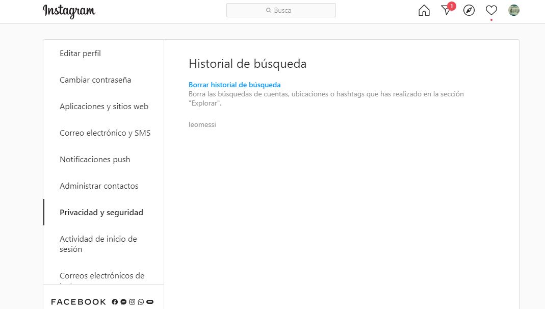Cómo borrar el historial de búsqueda en Instagram