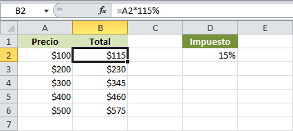 Cómo calcular el porcentaje entre dos tamaños en Excel