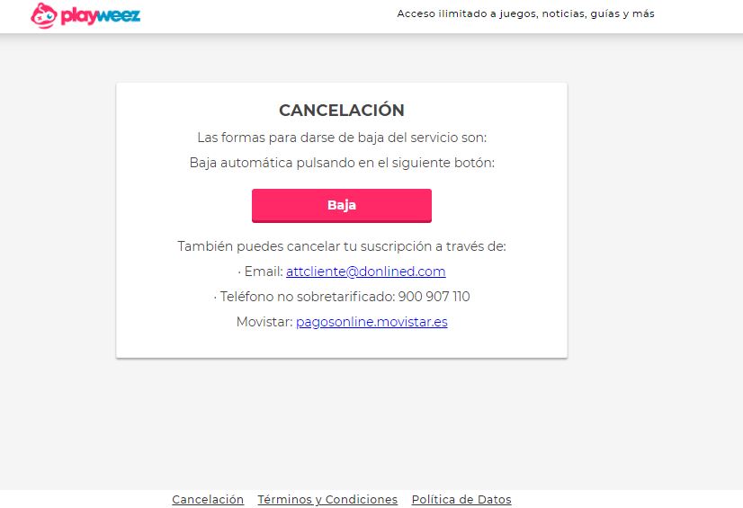 Cómo cancelar PlayWeez