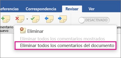 Cómo eliminar o eliminar comentarios de Word