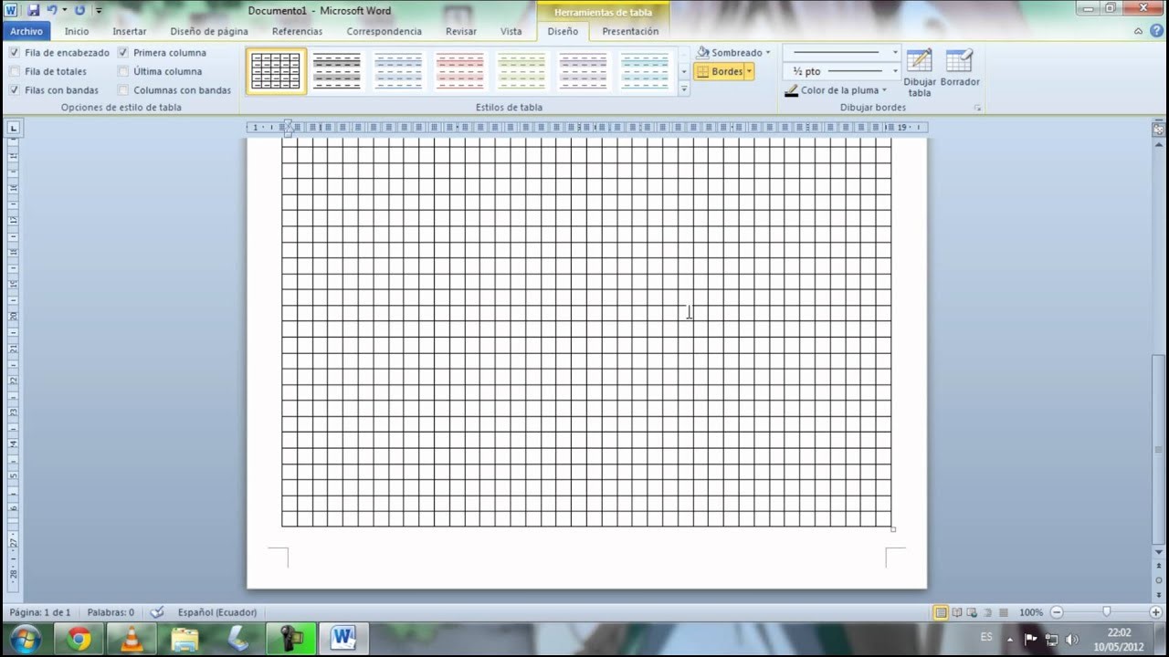 Cómo crear o crear una hoja de cuadrícula en Word para imprimir