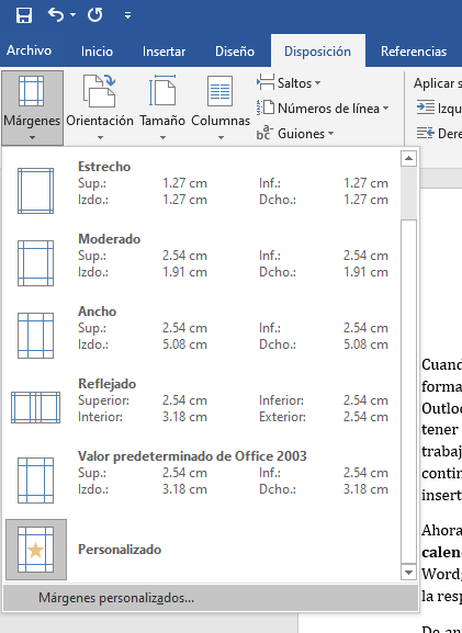 Cómo crear o insertar un calendario en Word