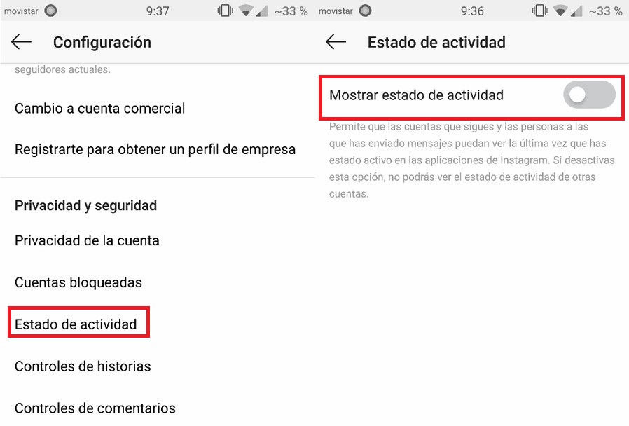 Cómo ocultar que estás en línea en Instagram