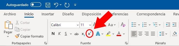 Cómo establecer o escribir exponentes en Word