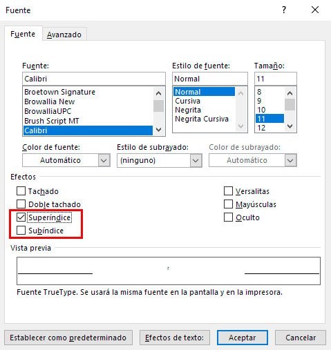 Cómo establecer o escribir exponentes en Word