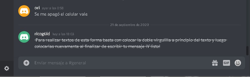 Cómo tachar texto en Discord