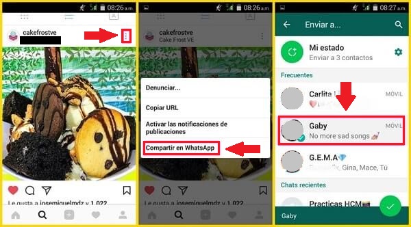 Compartir un video de Instagram en WhatsApp