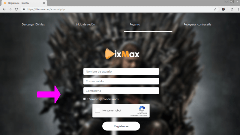 Dix Max apk registrarme