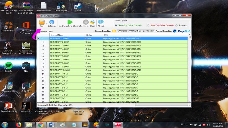 Pasos para analizar listas en IPTV Cheker APK