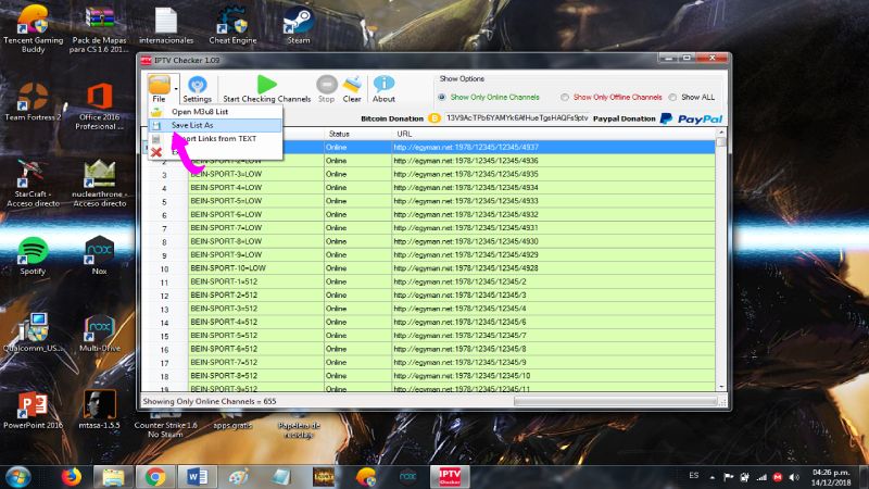 Cambiar las listas de IPTv en IPTV Checker