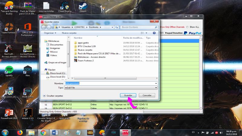 Cómo guardar listas m3u en IPTV Cheker