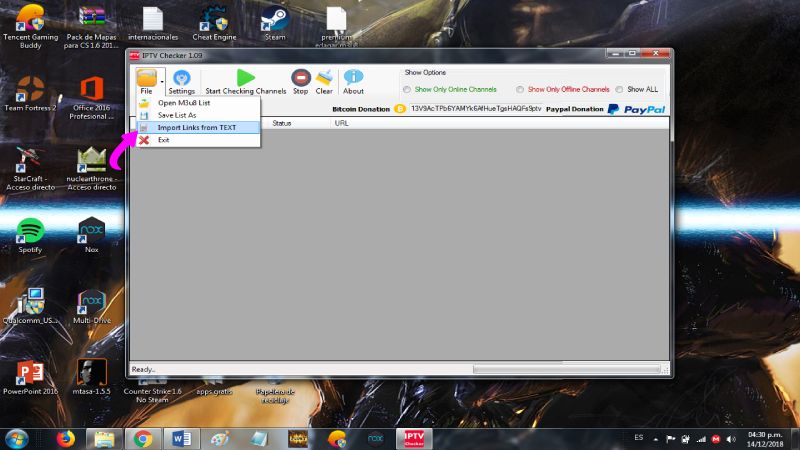 enumera los canales m3u IPTV Cheker