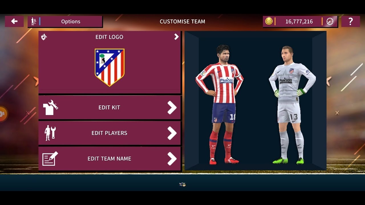 Camisetas de fútbol de Dream League del Atlético de Madrid