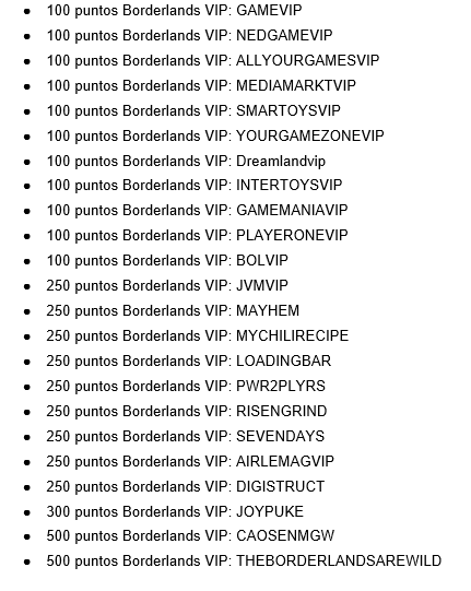 Lista de códigos de cámara VIP
