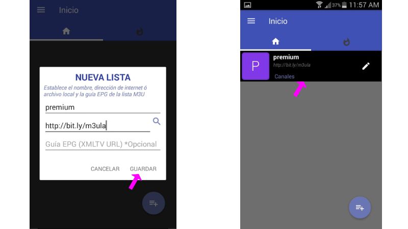 Aplicación de transmisión de TV para Android
