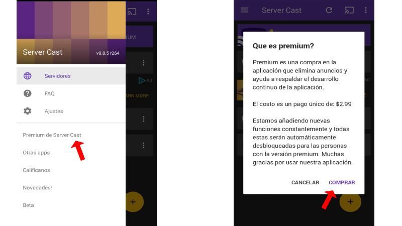 Cuentas PREMIUM para ServerCast APKFULL