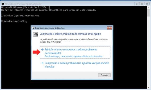 No hay suficientes recursos de memoria disponibles para procesar este comando