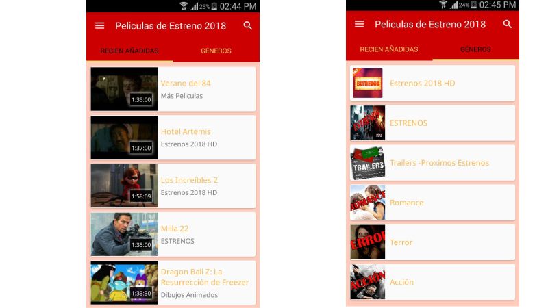 Mejor aplicación para películas de estreno 2018
