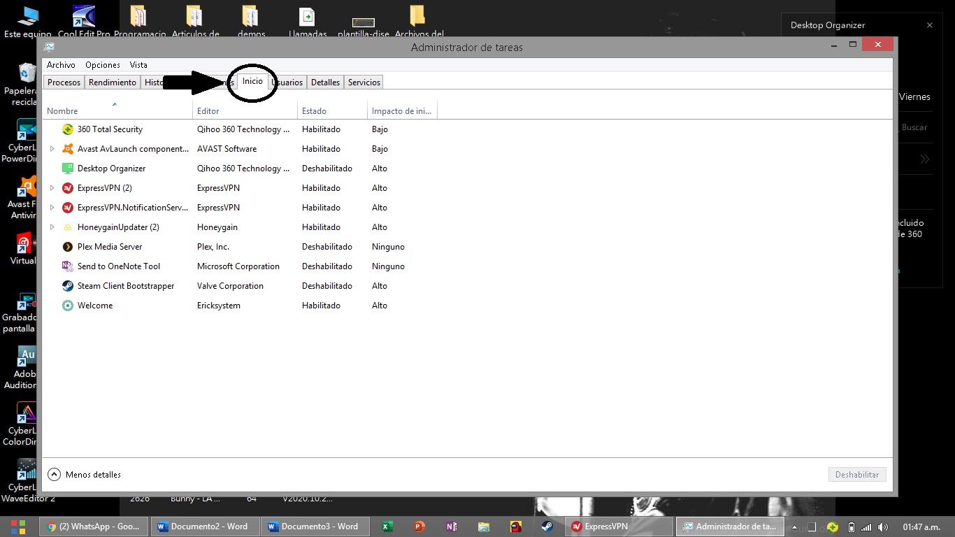 Eliminar programas de inicio en Windows 10