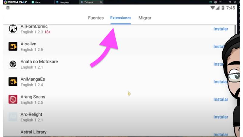 Extensiones para Tachiyomi