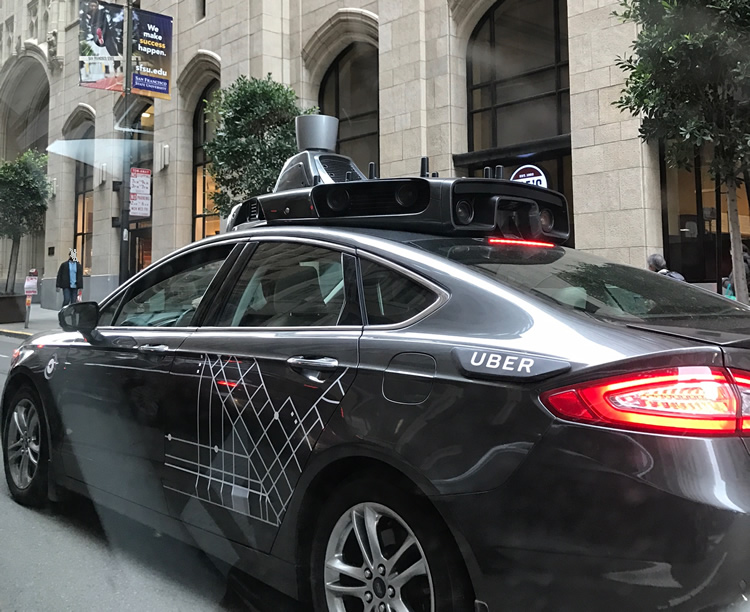 Uber car with lidar