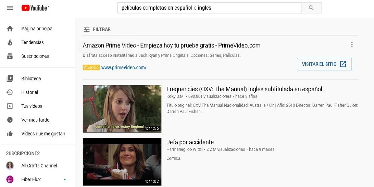 ver peliculas gratis en youtube