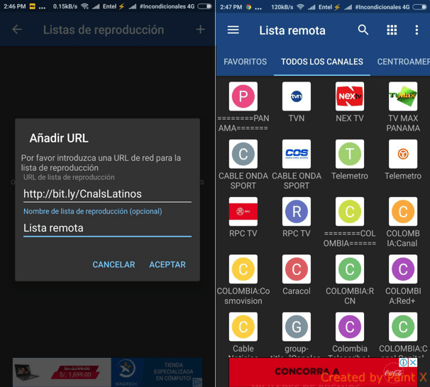 Agregue listas m3u en la aplicación de Android iptv pro apk