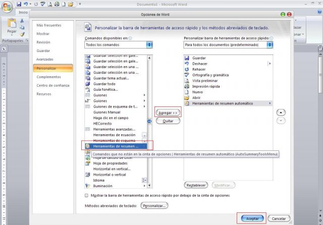 como hacer un resumen automotico primer paso