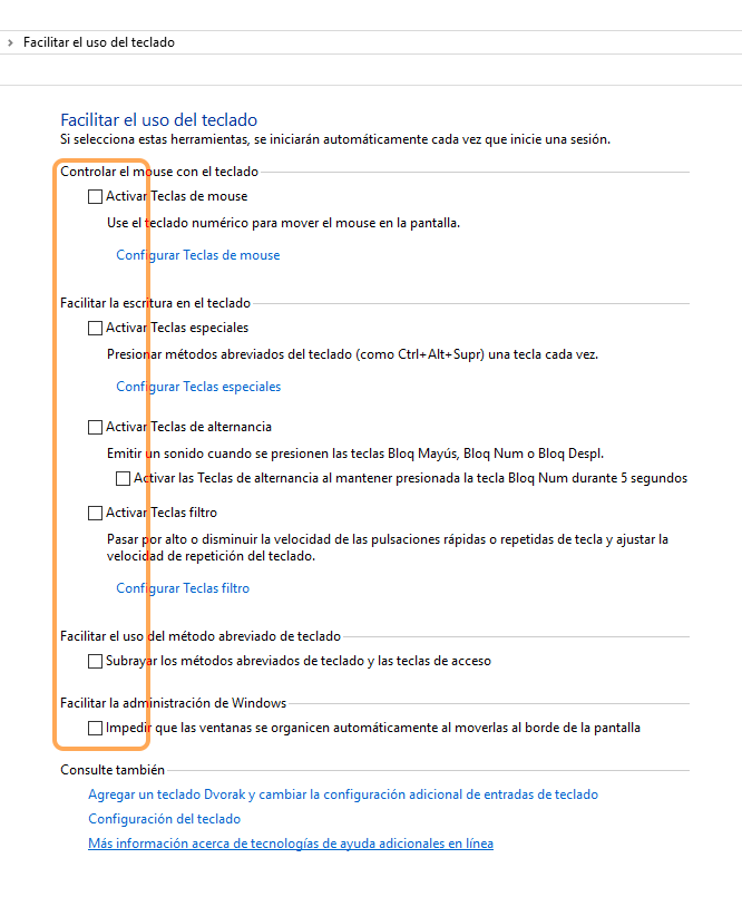 desbloquear teclado windows