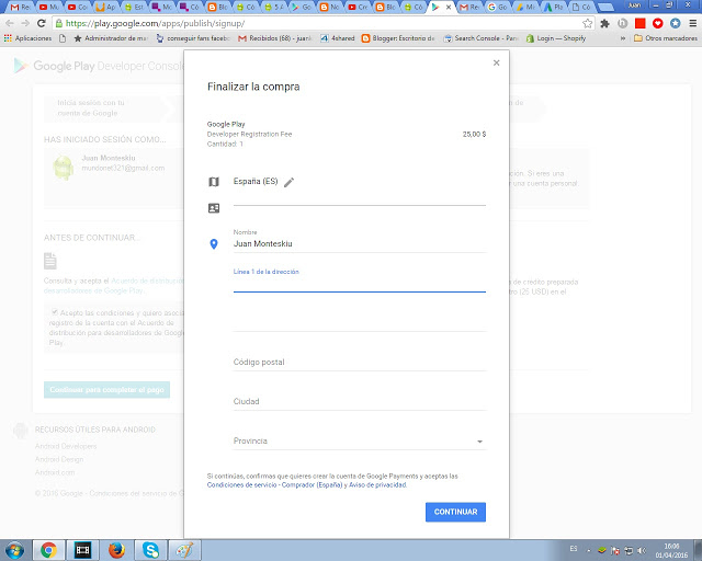 Crear una cuenta de desarrollador de Android desarrollador de Android