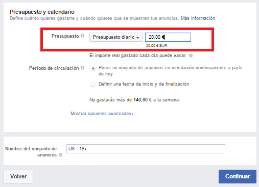 Administrar el presupuesto de Facebook presupuesto-facebook