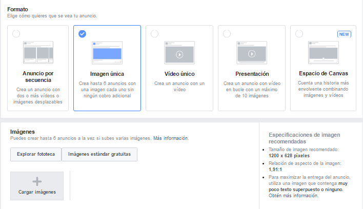 formato de anuncio de facebook formato de anuncio