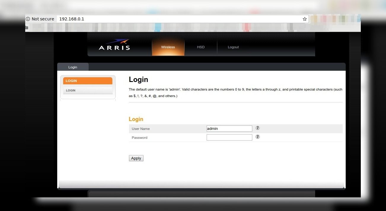 Arris contraseña
