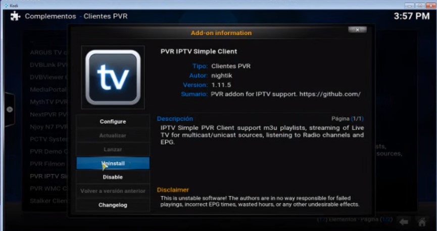 listas m3u para kodi