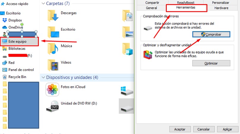 No se pudo completar la operación porque el volumen está dañado