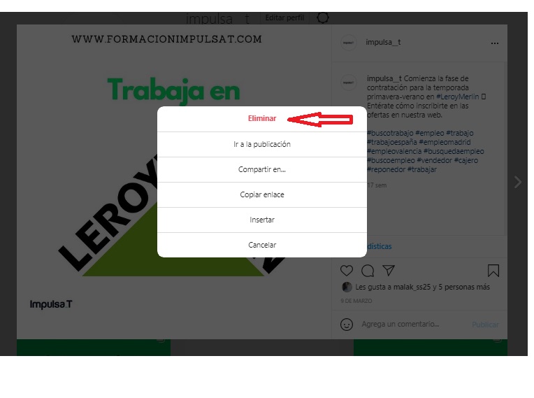 Cómo borrar una foto de Instagram de tu PC