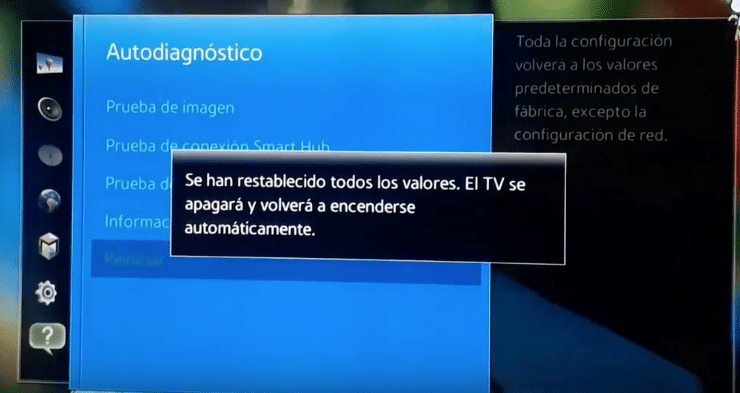 Restablecer televisor Samsung a la configuración de fábrica