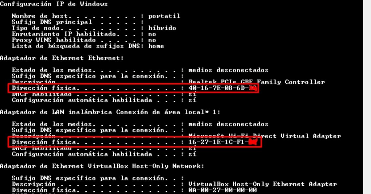 conocer la dirección MAC
