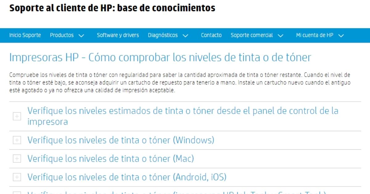 Compruebe los niveles de tinta de la impresora HP