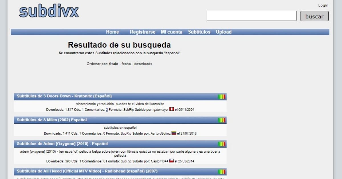 Sitios de descarga de subtítulos