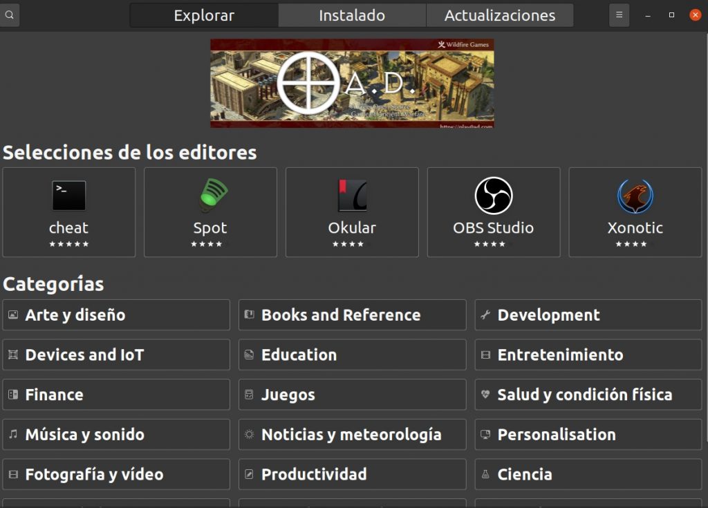 Centro de software de Ubuntu