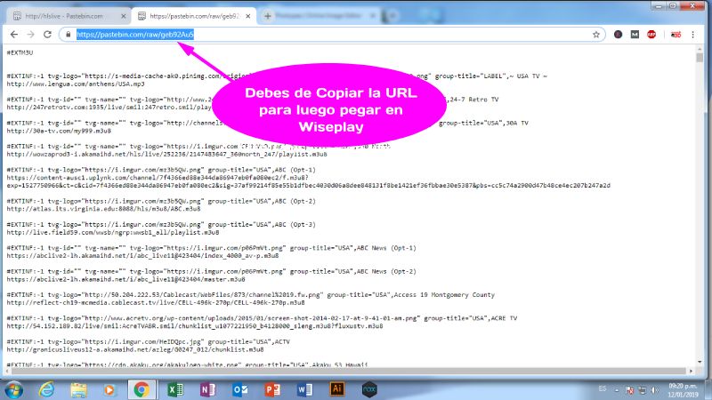 Estrategia para obtener listas m3u en pastebin